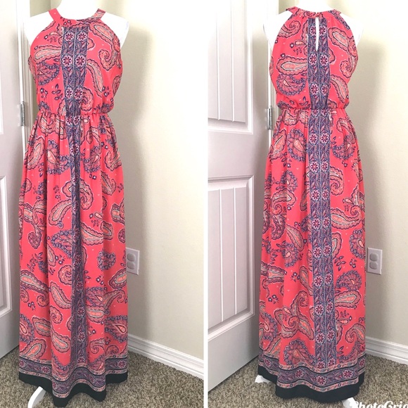 Takara Dresses & Skirts - Takara Paisley Maxi Dress halter neck Sz M